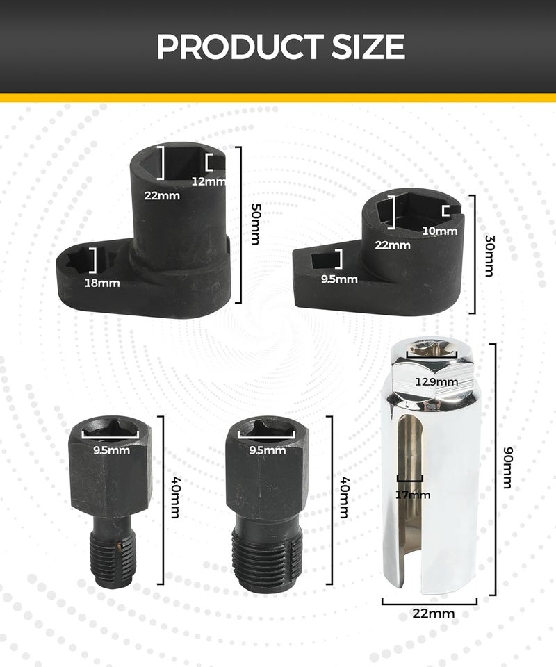 UBOG 5pcs Oxygen Sensor Socket,O2 Sensor Wrench,Car Accessories Automotive Oxygen Sensor Socket Removal Tool Wrench and Thread Chaser Set for Removing and Installing Oxygen Sensors,Vacuum Switches - Image 5